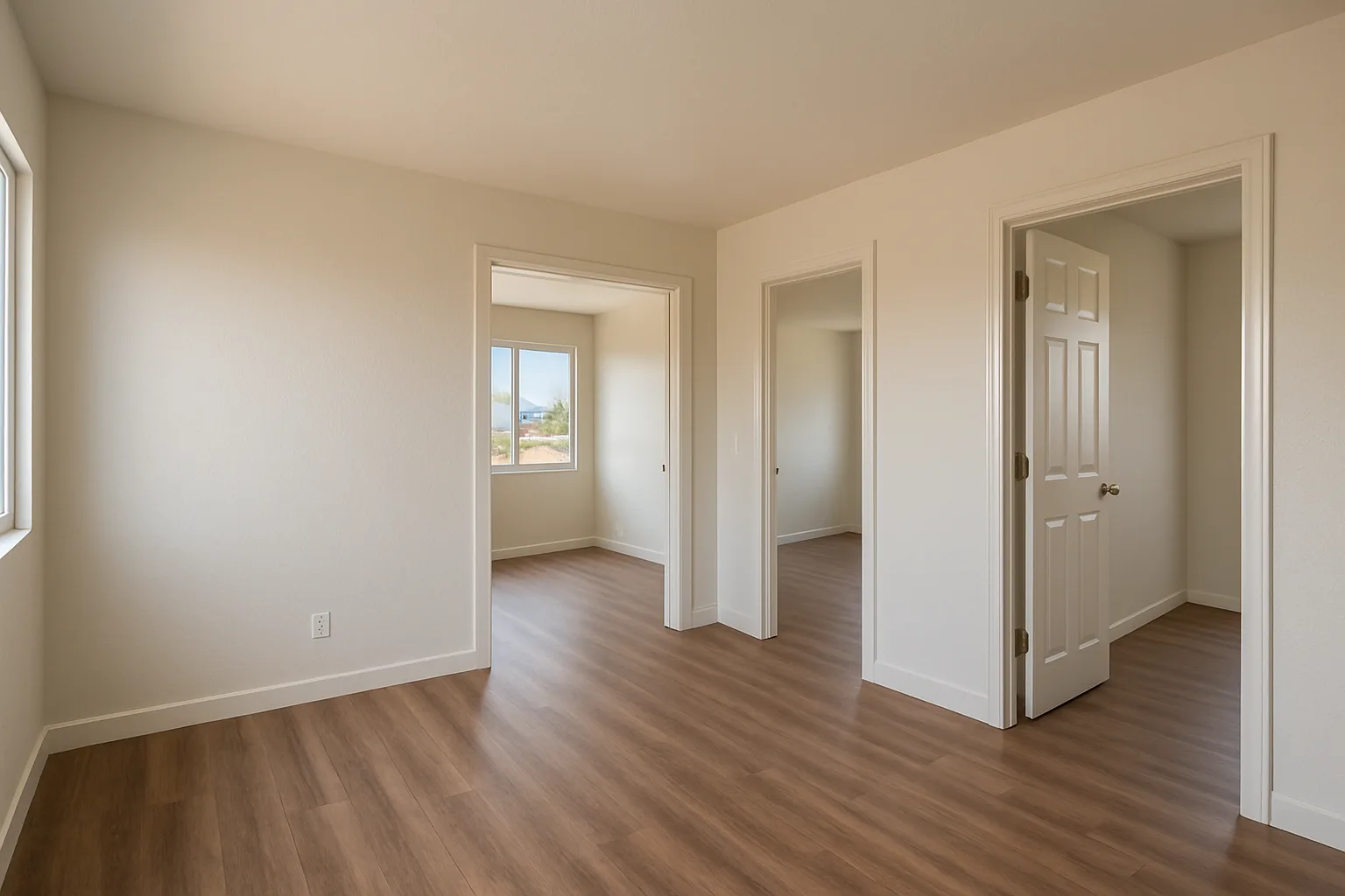 Exterior of a mid-priced Oceanside rental with a tidy landscaping and entry walkway.